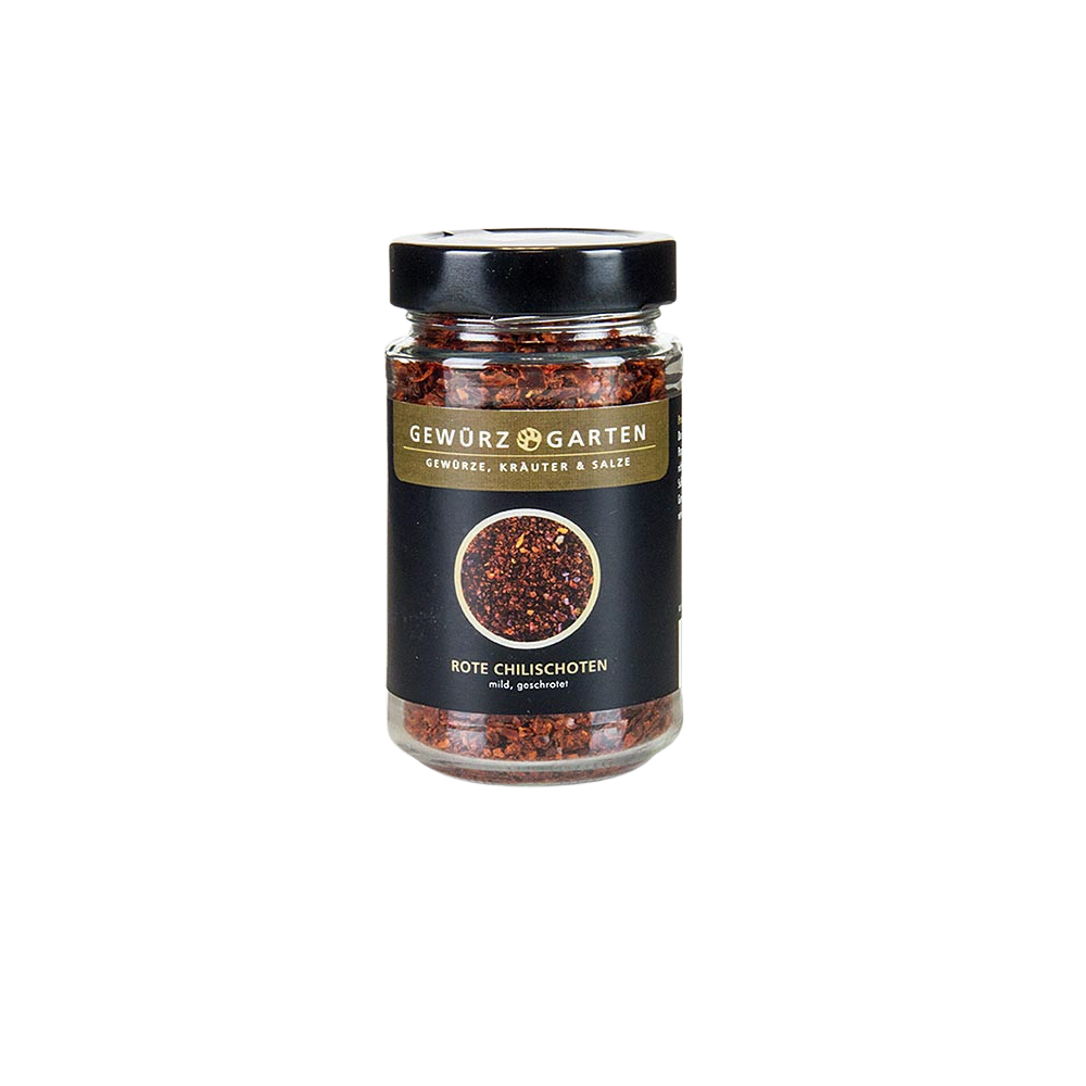 Gewürzgarten Rote Chili-Schoten mild, geschrotet, 90 g